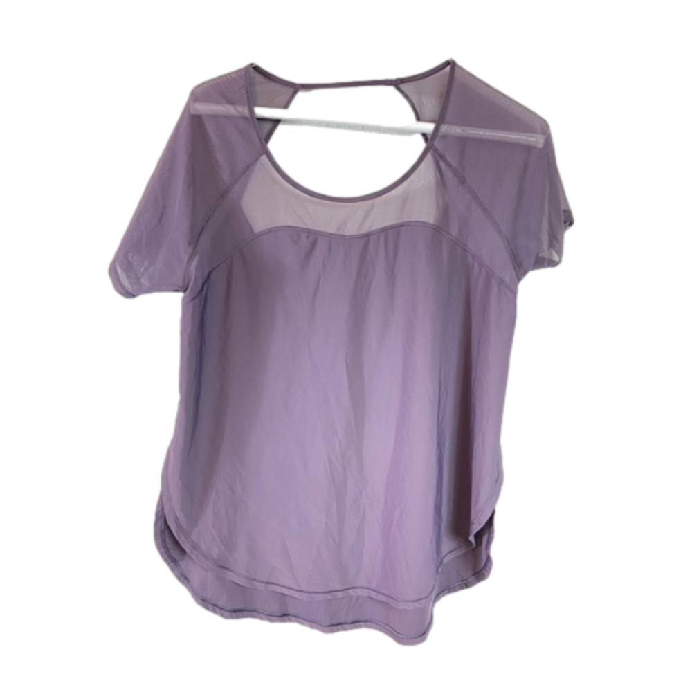 Lululemon Purple Anew Top Short Sleeve Workout Shirt Split Sides Open Back Sz 6